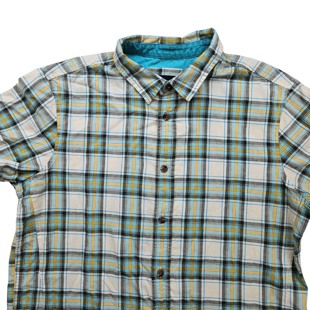 Prana Shirt Mens Small Plaid Organic Cotton Short Sleeve Hiking Outdoor - Picture 2 of 7